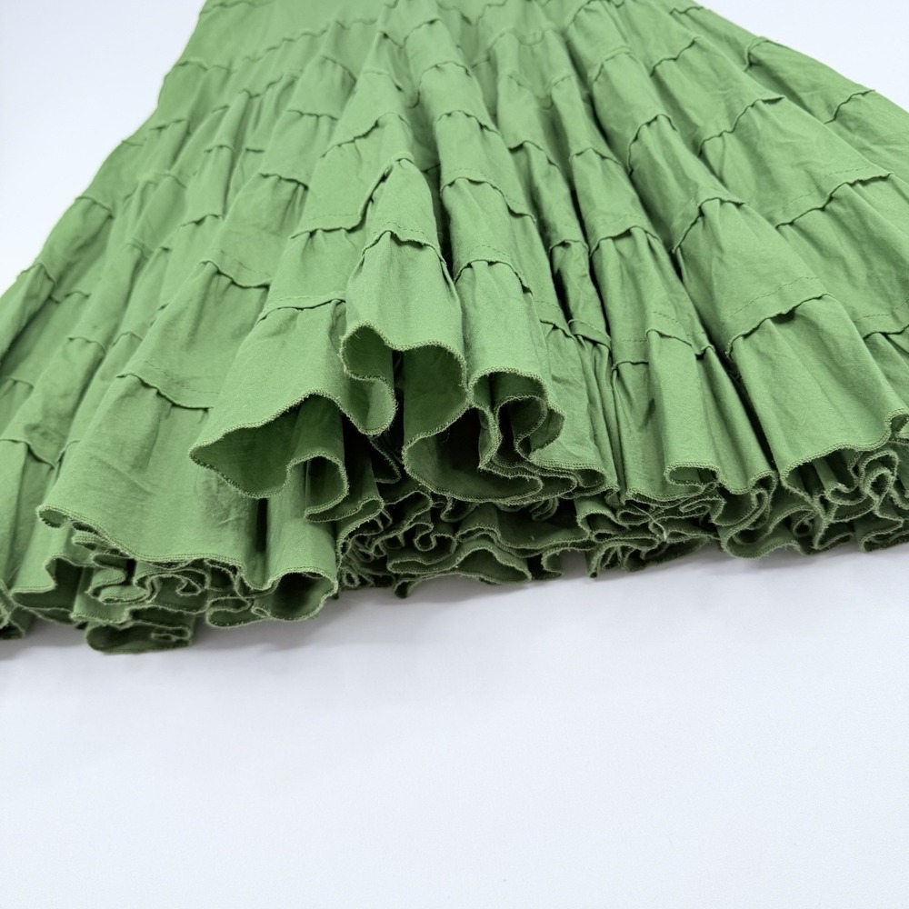 Silvergate Women's Green 100% Cotton Maxi Skirt Size Large Boho Ruffle - Picture 3 of 13